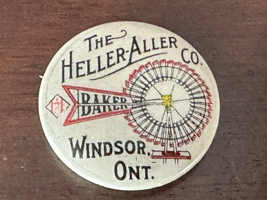 Advertising Pinback Button: The Heller-Aller Co Windsor