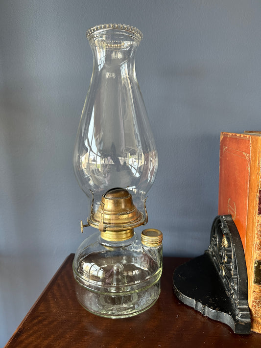 I.P. Frink NY Clear Glass Oil Fount for Library/Hanging Lamp