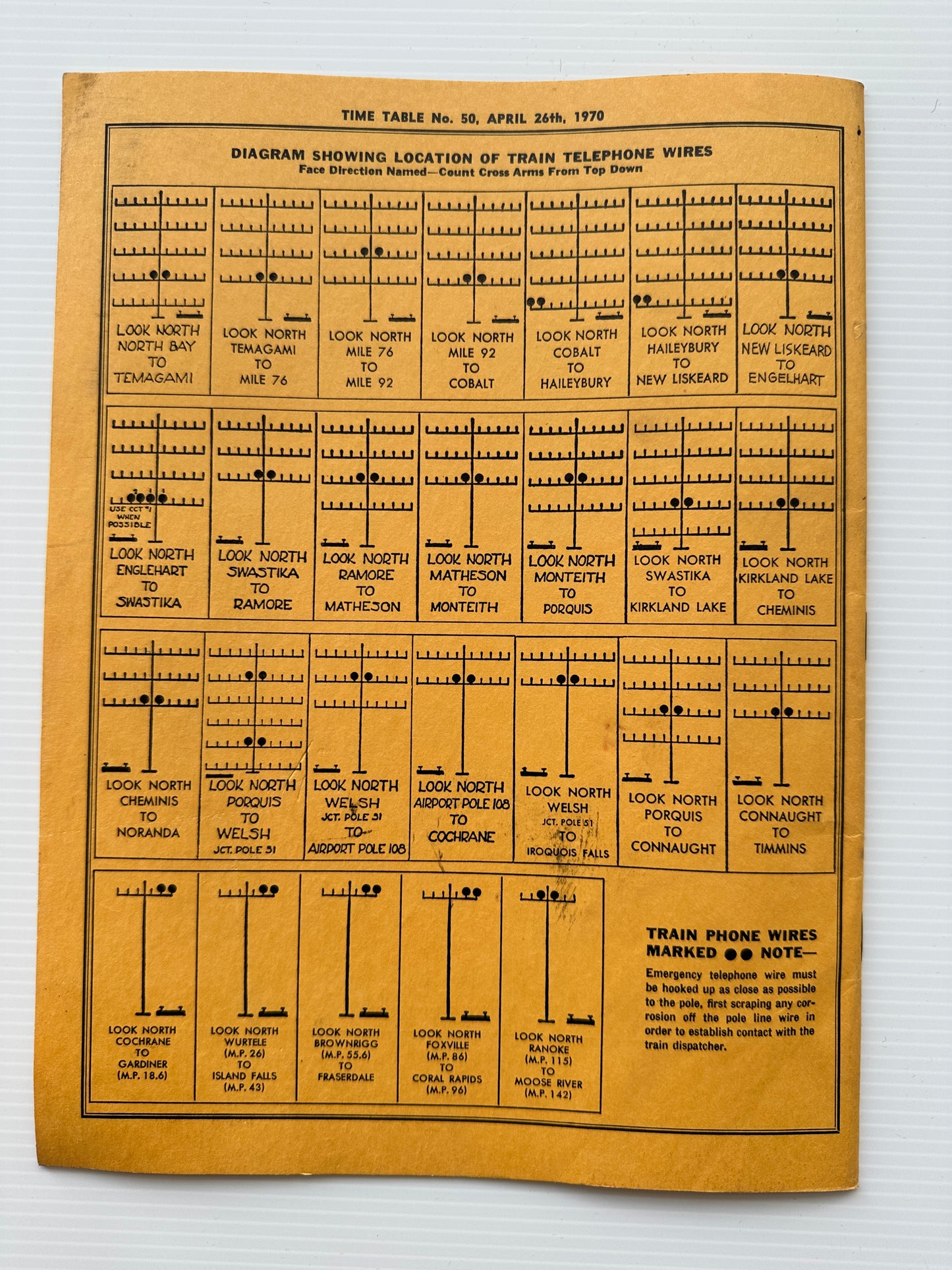 Ontario Northland Railway Employees' Operating Timetable - April 26, 1970, #50