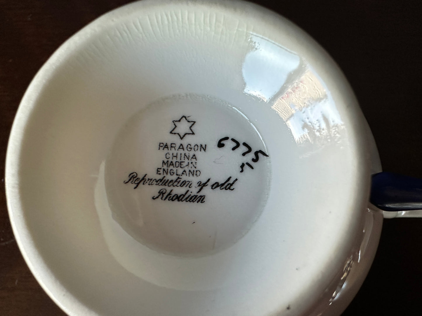 Paragon English China Cup and Saucer - "Reproduction of Old Rhodian"