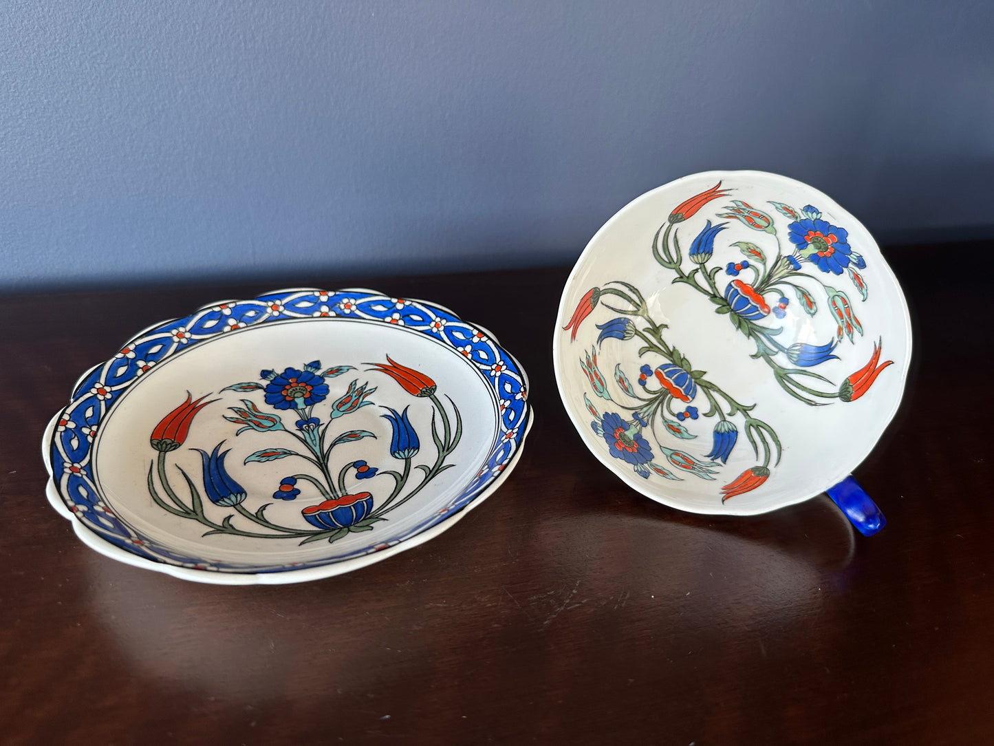 Paragon English China Cup and Saucer - "Reproduction of Old Rhodian"