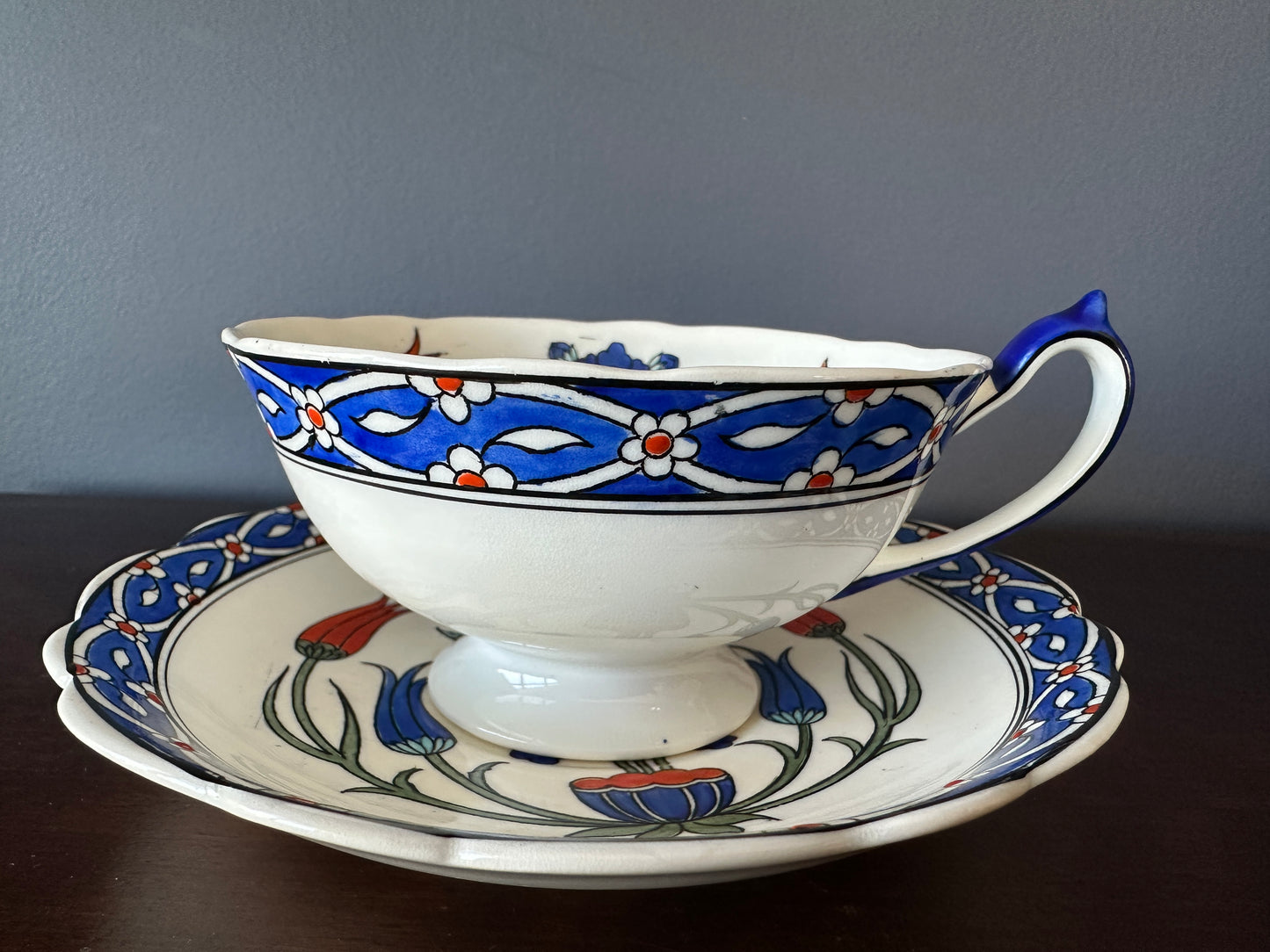 Paragon English China Cup and Saucer - "Reproduction of Old Rhodian"
