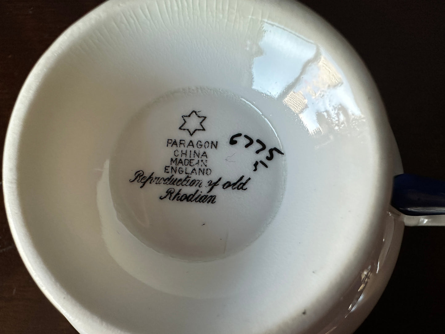 Paragon English China Cup and Saucer - "Reproduction of Old Rhodian"
