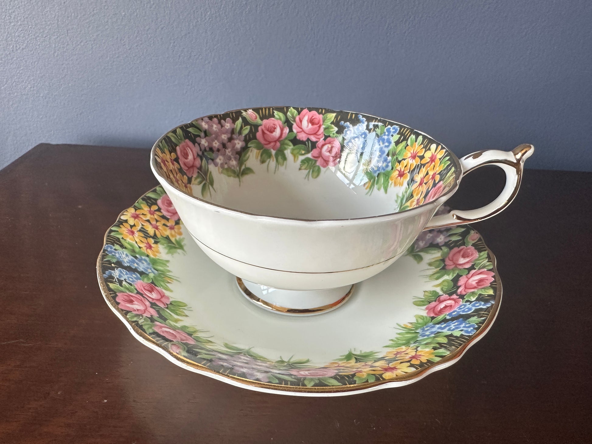 Paragon Double-Warranted Old English Garden Teacup and Saucer