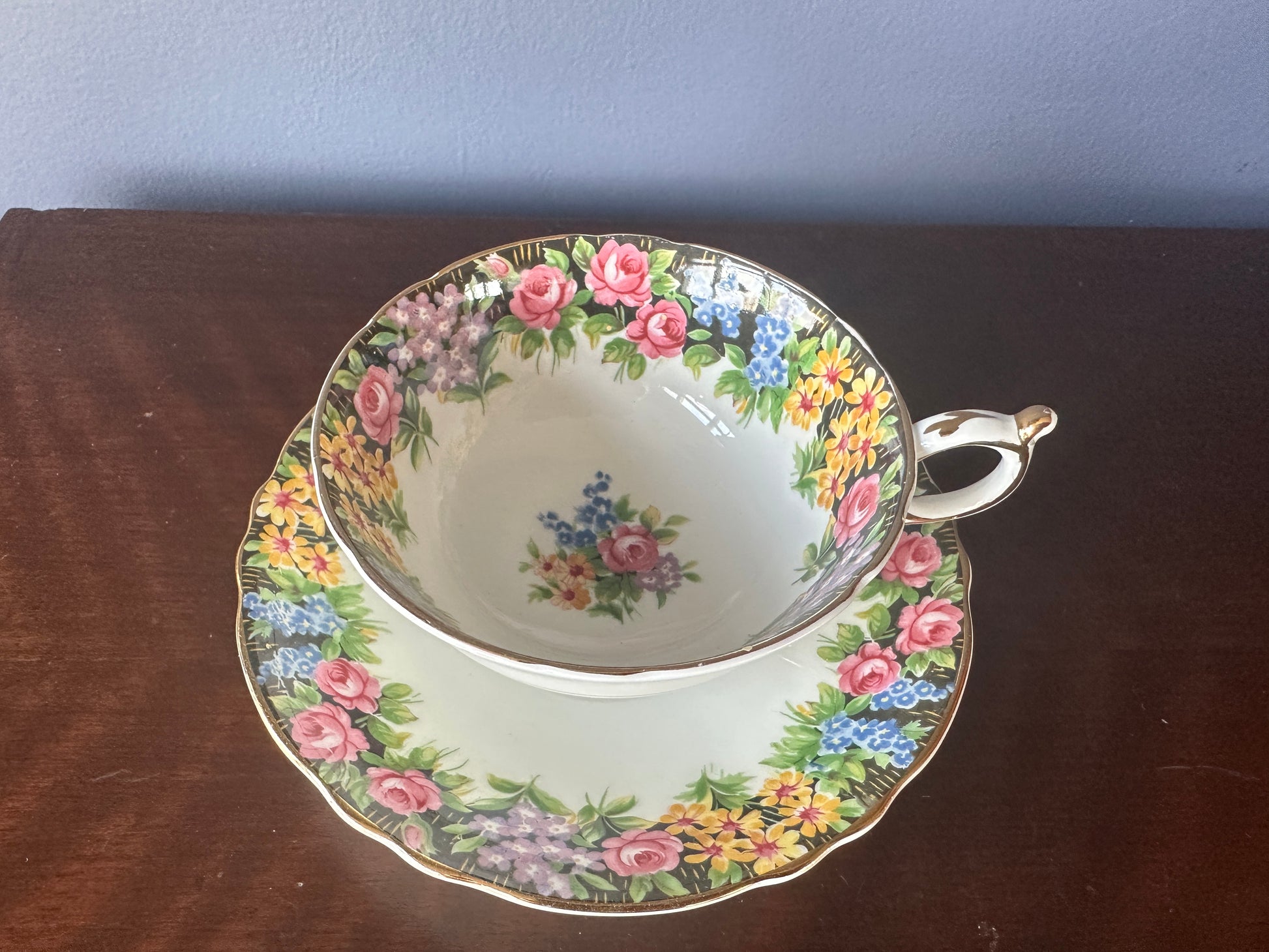 Paragon Double-Warranted Old English Garden Teacup and Saucer