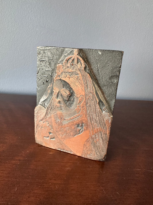 Copper & Wood Letterpress Block Illustration of Queen Victoria