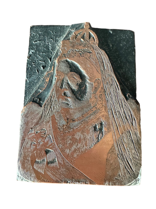Copper & Wood Letterpress Block Illustration of Queen Victoria