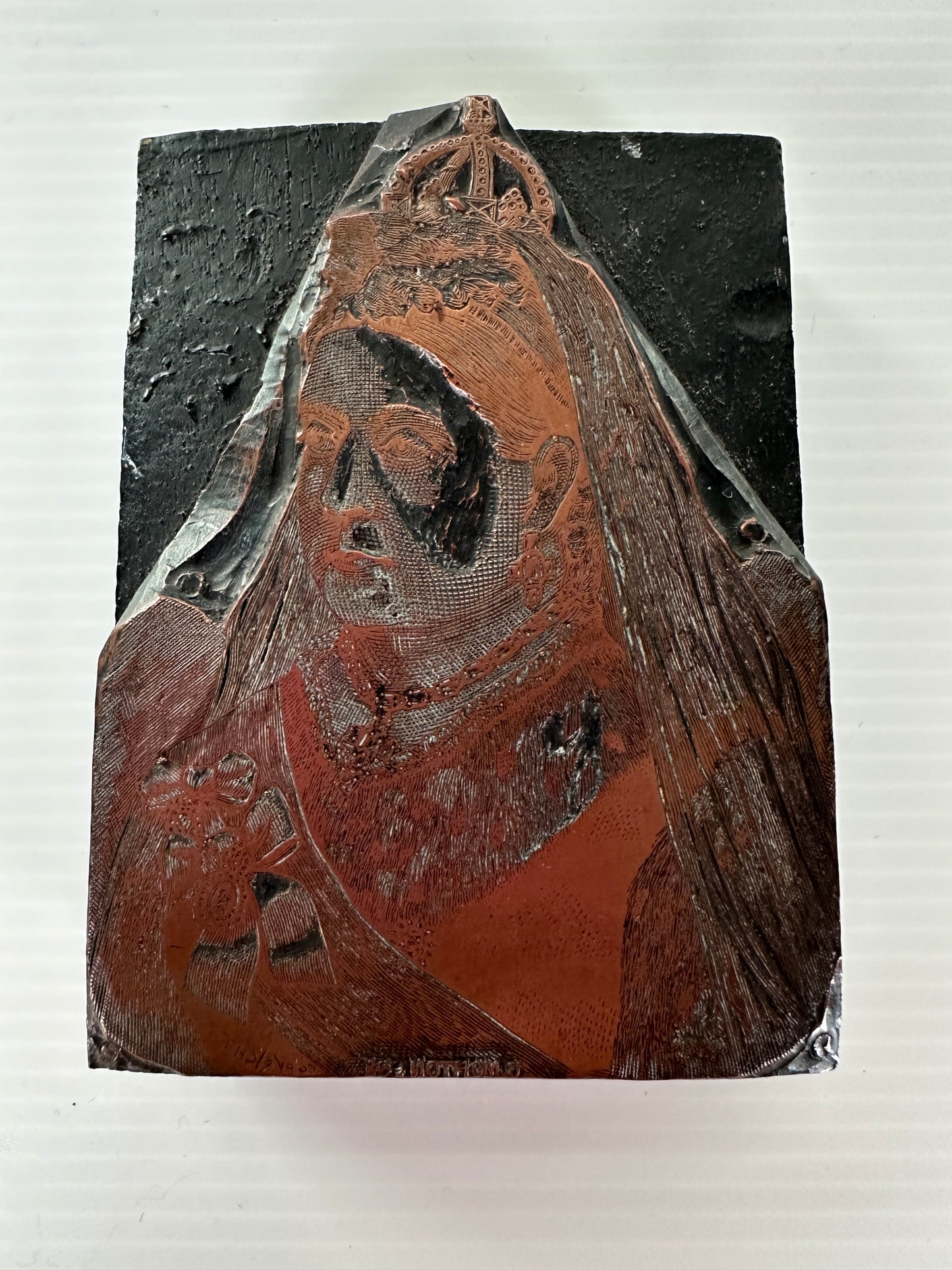 Copper & Wood Letterpress Block Illustration of Queen Victoria