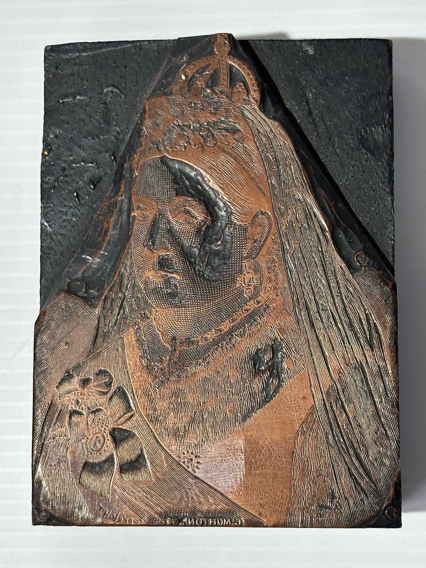 Copper & Wood Letterpress Block Illustration of Queen Victoria