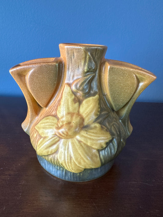 Roseville Art Pottery Clematis Triple Flower Frog