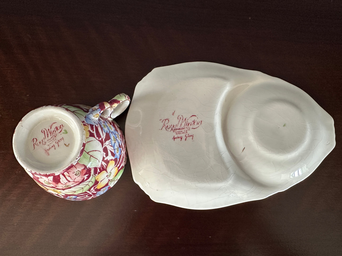 Royal Winton Grimwades "Spring Glory" Chintz Tennis/Snack Set