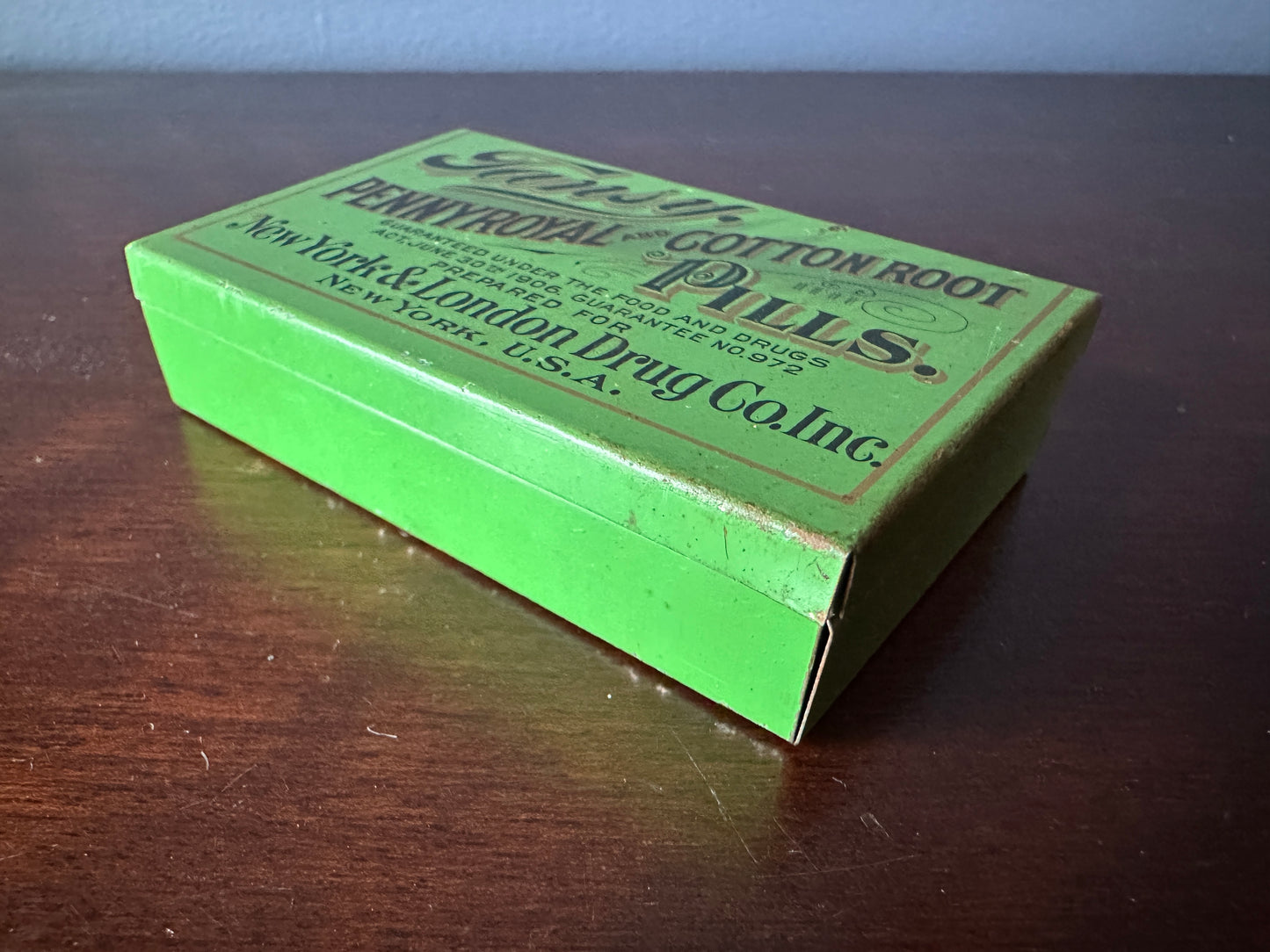 Tansy, Pennyroyal and Cotton Root Female Regulating Pills Patent Medicine Tin and Instruction Pamphlet