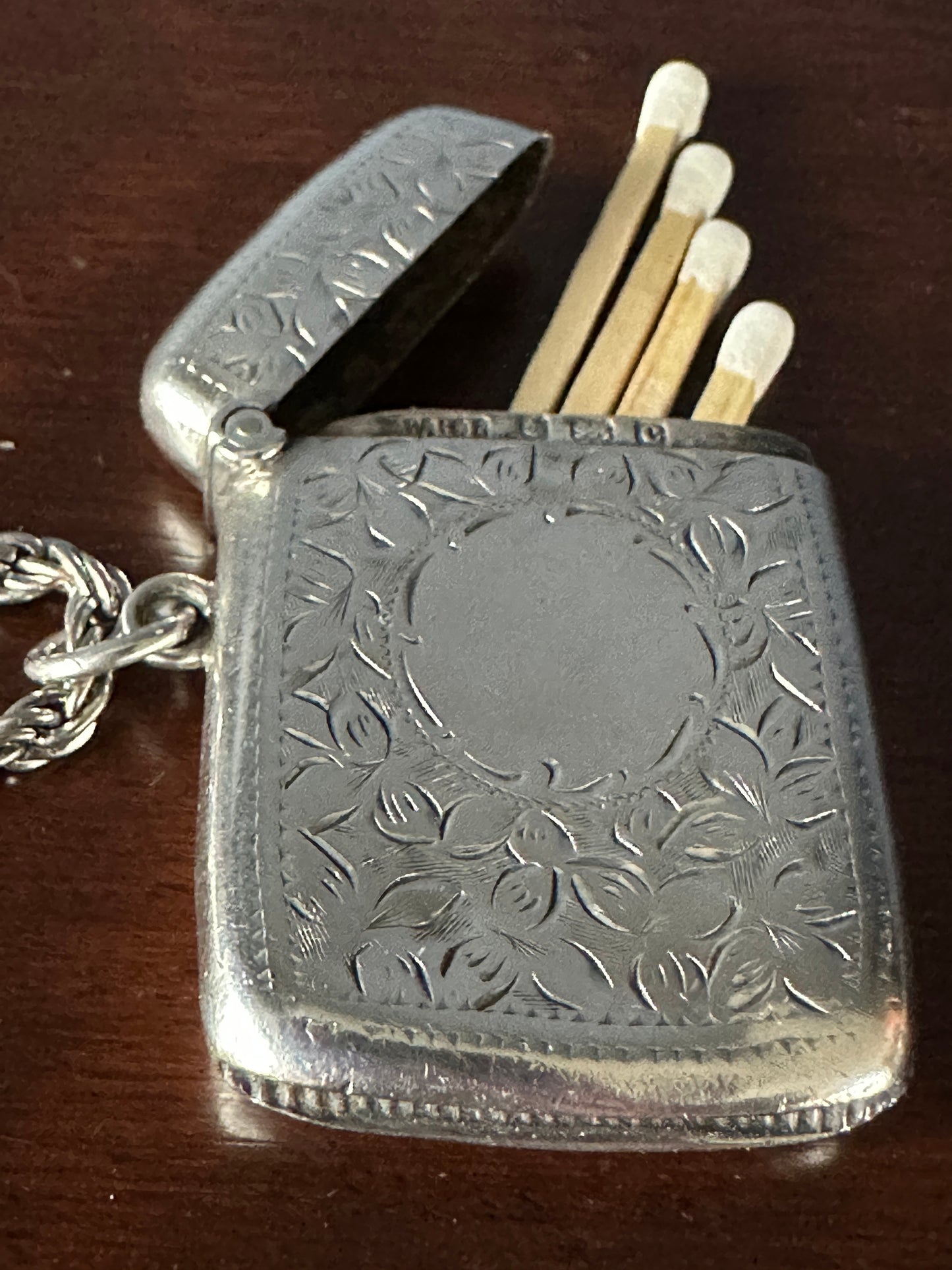 Edwardian Sterling Silver Match Safe / Vesta Case