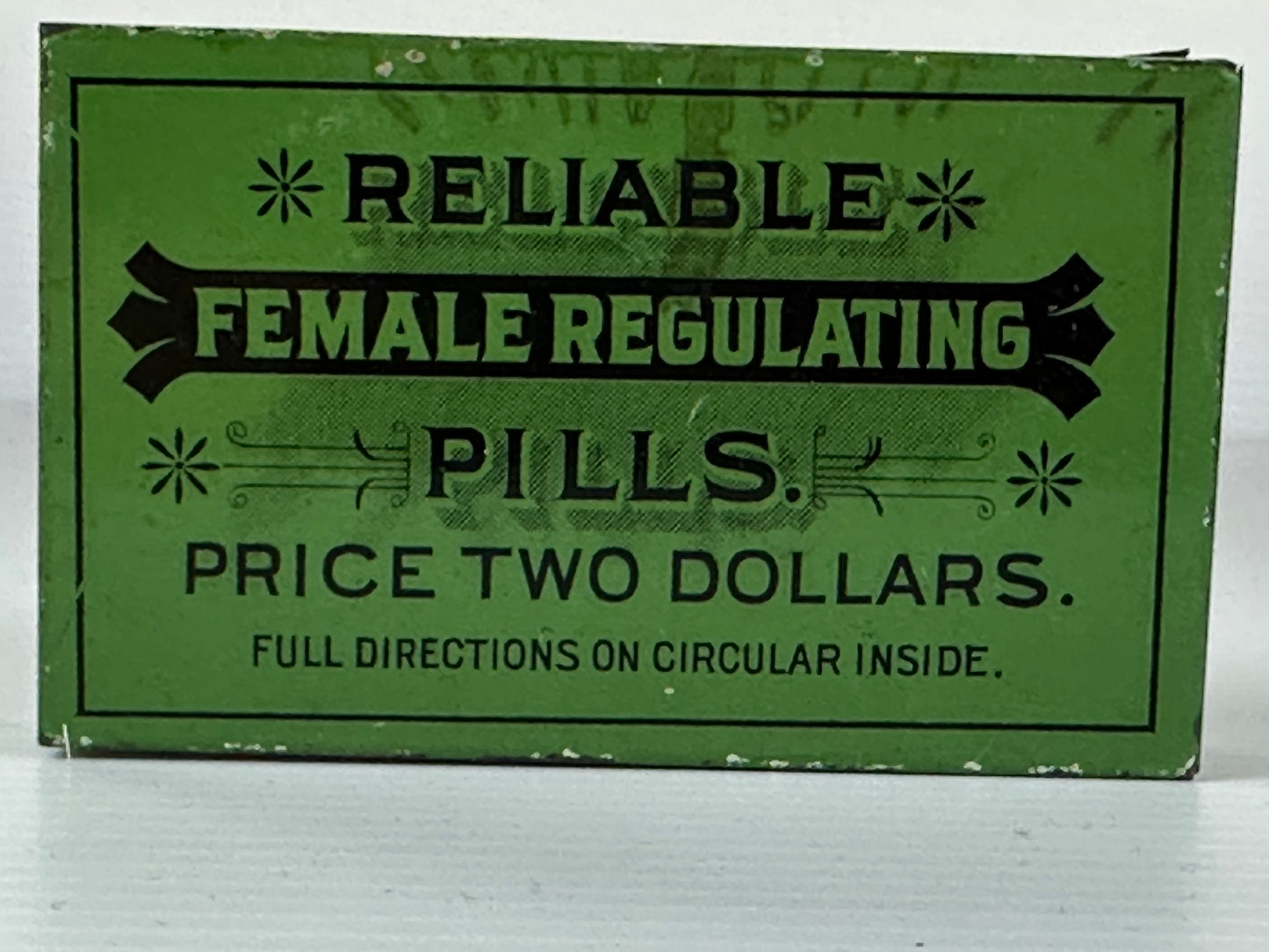 Tansy, Pennyroyal and Cotton Root Female Regulating Pills Patent Medicine Tin and Instruction Pamphlet