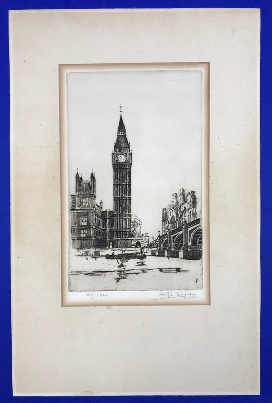 Ralph Bingham; Big Ben; 1926  signed intaglio etching