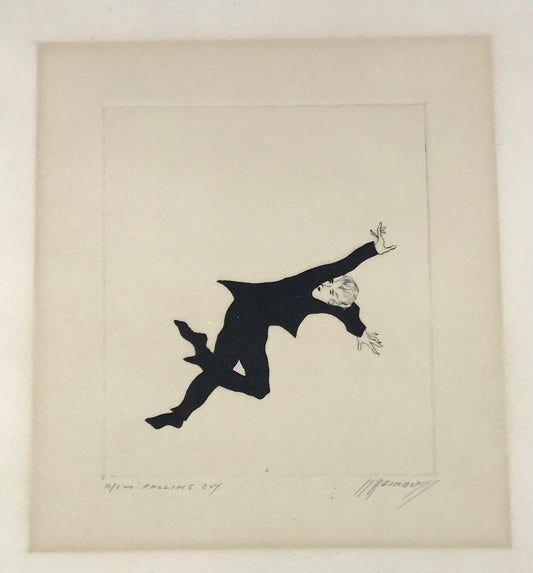 Moe Reinblatt, Falling Boy, Limited Edition Signed Intaglio Etching