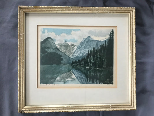 Nicholas Hornyansky, Emerald Lake, Canadian Rockies, Signed Vintage Lithograph