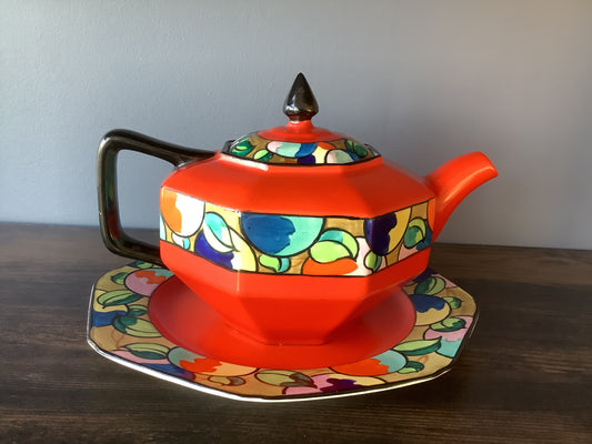 Bursley Ware Teapot and Under Plate