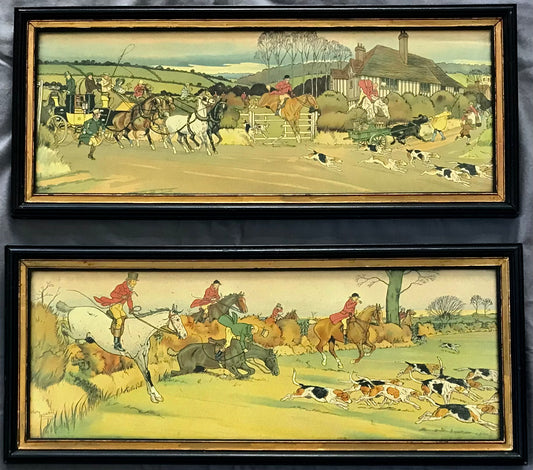 Harry Eliott, Two Fox Hunting Scenes, Stencil/Silkscreen on paper, Signed in the Print