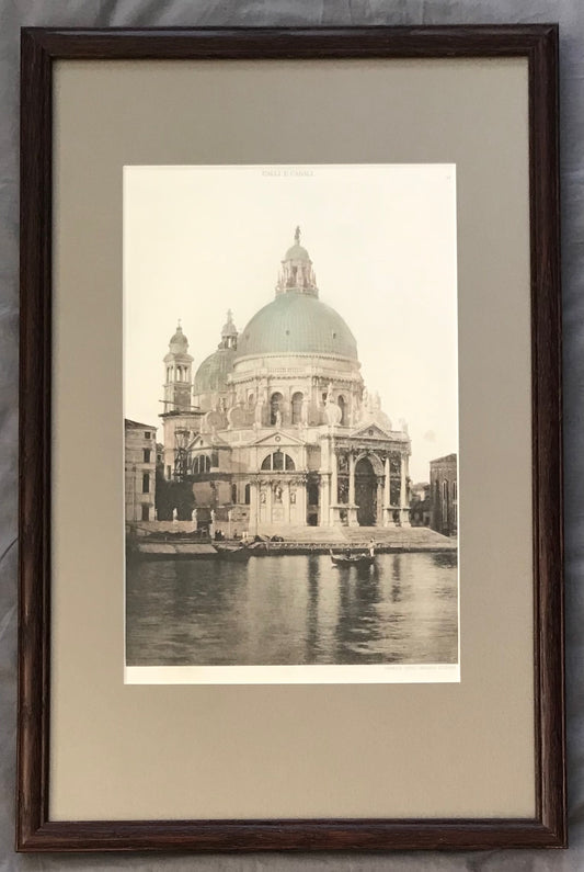 Ferdinando Ongania, Calli e Canali, Venezia, Plate 41, church building from across the canal. Photogravure