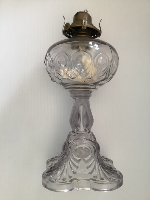 Canadian Bullseye Clear Glass Oil Lamp