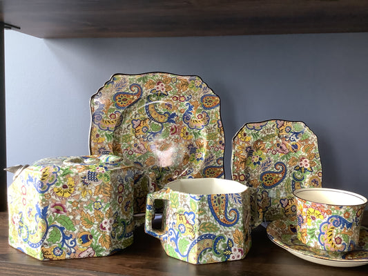 Royal Winton Grimwades Blue Paisley Ivory Pattern Tea Set